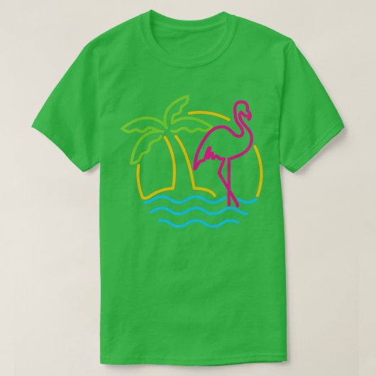  Miami Retro Neon Pink Flamingo T-shirt (Design voorkant)
