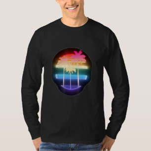 Miami Retro Palms Pink Flamingo T-shirt
