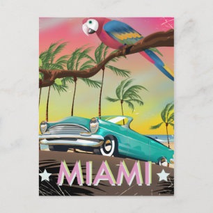 Miami  retro Revel print Briefkaart