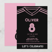Miami Roze en Zwart Voetbal Party Verjaardag Invit Kaart (Voorkant / Achterkant)