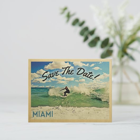Miami Save the Date Surfing Aankondigingskaart (Staand voorkant)