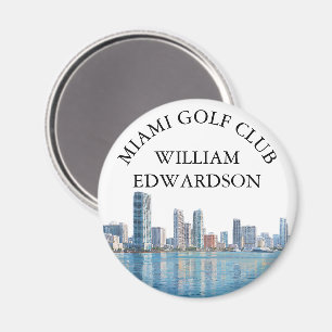 Miami Silhouette Gepersonaliseerde Golfclubnaam Magneet