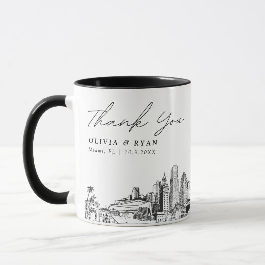 Miami Sketch Eenvoudige aangepaste bruiloft koffie Mok (Links)
