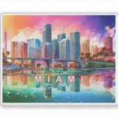 Miami Skyline Abstracte kunst Sticker (Voorkant)
