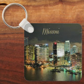Miami Skyline bij nacht Sleutelhanger (Voorkant)