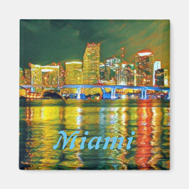 Miami skyline bij nachtmagneet magneet