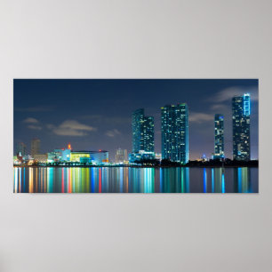 Miami skyline bij schemering Poster