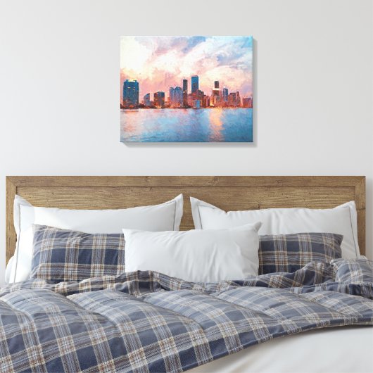 Miami Skyline Canvas Afdruk (Insitu (Slaapkamer))