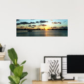 Miami Skyline, Florida Sunset Boat Poster (Thuiskantoor)