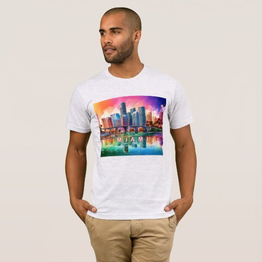 Miami Skyline Graffiti Art T-shirt (Voorkant volledig)