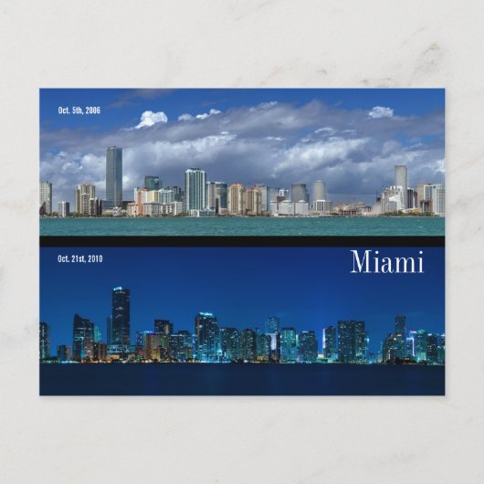 Miami Skyline in 2006 en 2010 Briefkaart (Voorkant)