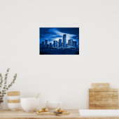 Miami Skyline in Blue Poster (Keuken)
