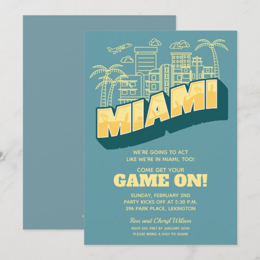Miami Skyline Jeu Sur Les Invitations De Football (Devant / Derrière)
