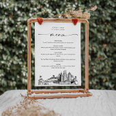 Miami Skyline Mariage Dinner Menu Card 5x7