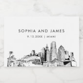 Miami Skyline Mini Sparkling Wijnetiket (Enkel label)