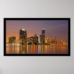 Miami Skyline op het Poster van Dusk Panorama