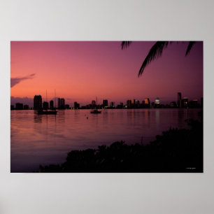 Miami Skyline op Sunset Poster