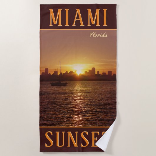 Miami Skyline op Sunset Strandlaken (Voorkant)