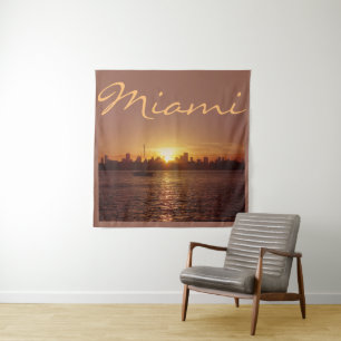 Miami Skyline op Sunset w/out jouw tekst Wandkleed