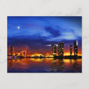 Miami skyline 's nachts - Briefkaart