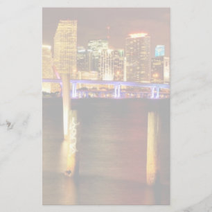 Miami skyline 's nachts, Florida Briefpapier