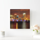 Miami skyline 's nachts, Florida Vierkante Klok (Huis)