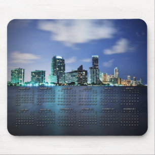 Miami skyline 's nachts met agenda 2011 muismat