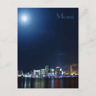 Miami skyline ' s nachts panorama - Briefkaart