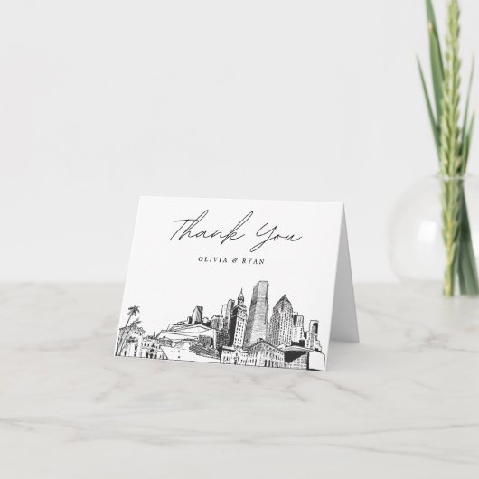 Miami Skyline Sketch Modern Blair Carte de remerci (Devant)