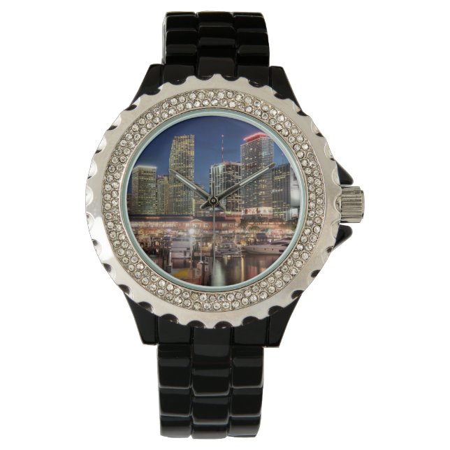 Miami skyline stad in Florida Horloge (Voorkant)