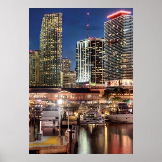 Miami skyline stad in Florida Poster (Voorkant)