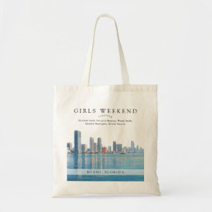Miami Skyline Watercolor Meisjes Weekend Tote Bag