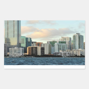Miami skyscrapers tegen brede heldere hemel rechthoekige sticker