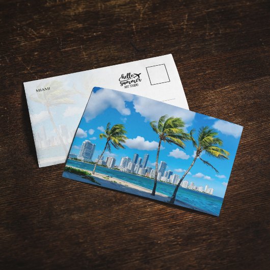 Miami South Beach Florida Waterverf Briefkaart