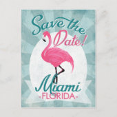Miami sparen de Datum roze Flamingo Aankondigingskaart (Voorkant)