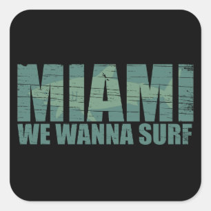 Miami stad Florida blauw Vierkante Sticker