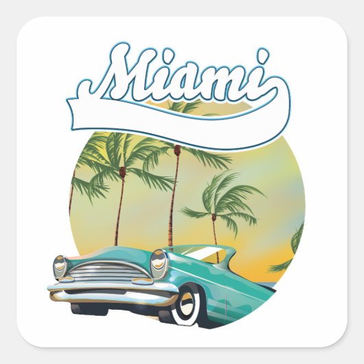 Miami Sunset logo Vierkante Sticker (Voorkant)