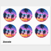 Miami sunset ronde sticker (Vel)