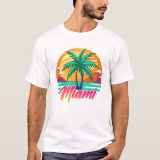 Miami Sunset Vibes - Ontwerp van tropische palmbom T-shirt