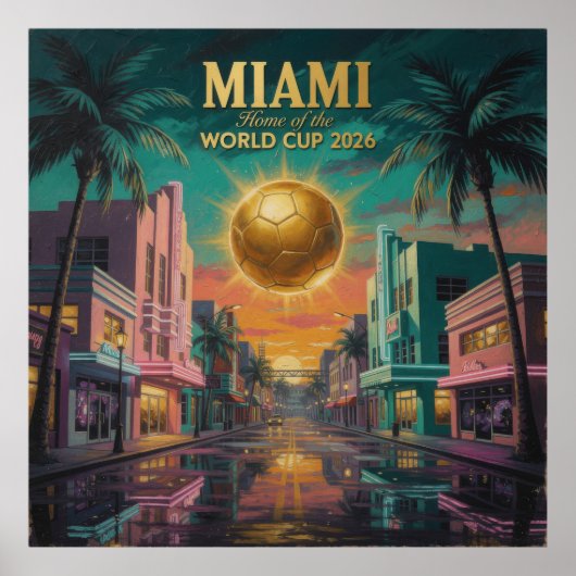 Miami Sunset World Cup 2026 Soccer Poster — Art De (Devant)
