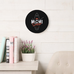 Miami Surf – Vintage strand zonsondergang surfplan Grote Klok