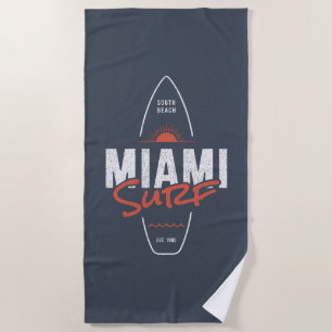 Miami Surf – Vintage strand zonsondergang surfplan Strandlaken