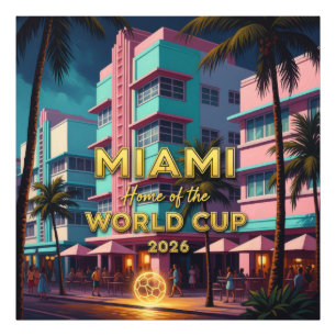Miami Thuis WK 2026 ArtDeco Voetbal Nacht Foto Afdruk