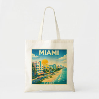 Miami Travel Poster Tote Bag