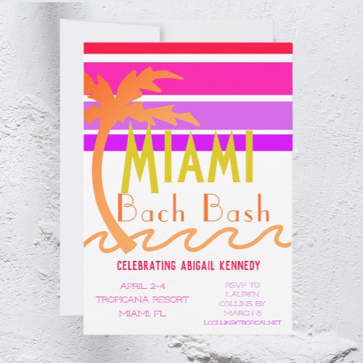 Miami Tropical Bachelorette Party Kaart