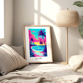 Miami Tropical Beach Sunset Poster
