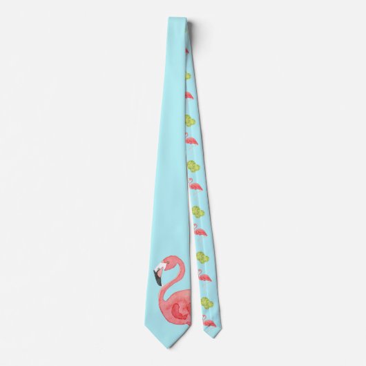 Miami Vibes Flamingo en Limes Stropdas (Voorkant)