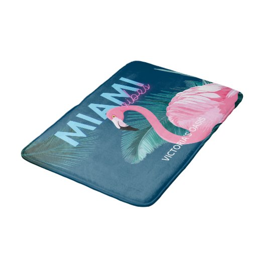Miami Vibes Neon Flamingo Art Deco Badmat (Gekanteld)