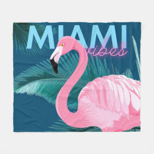 Miami Vibes Neon Flamingo Art Deco Fleece Deken