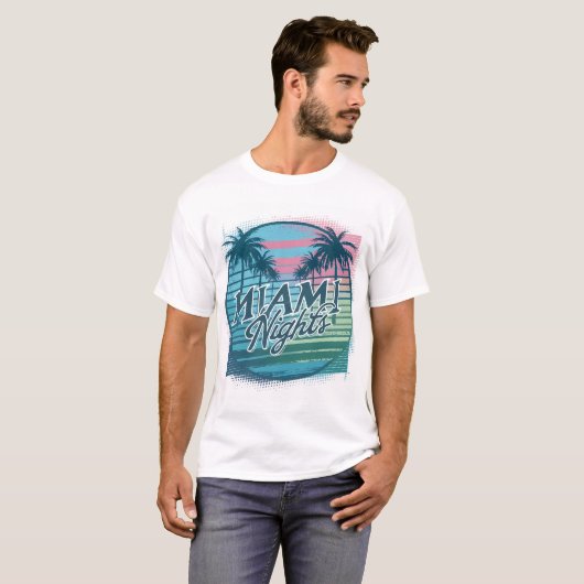 Miami Vice Vibes - Pastel Palms T-shirt (Voorkant volledig)